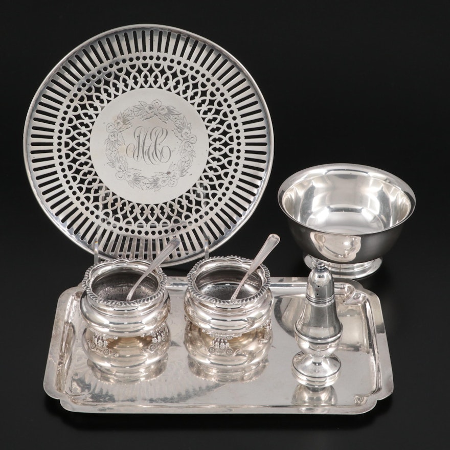 Randahl Shop Sterling Silver Tray and More Sterling Silver Table Accessories