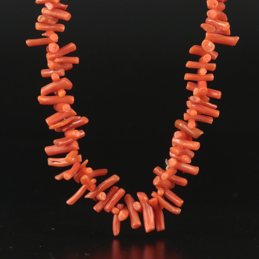 Coral Fringe Necklace