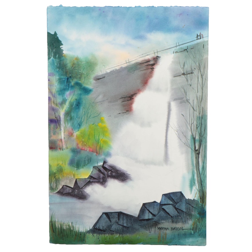 Martha Bator Waterfall Watercolor Painting