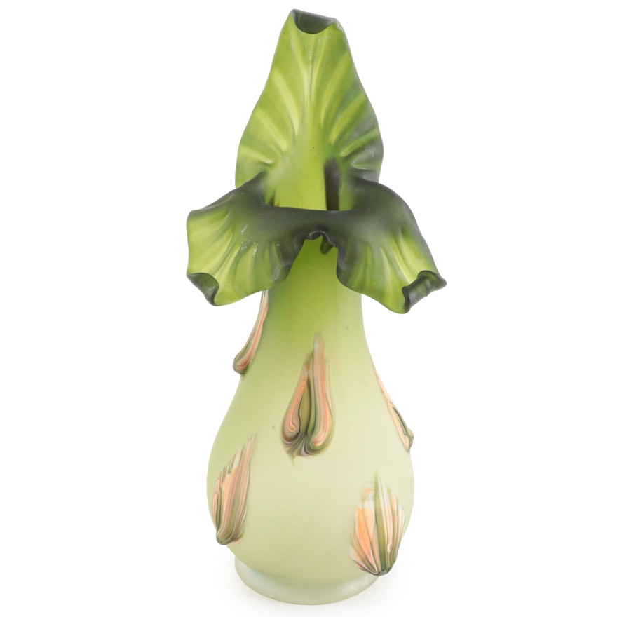 Essie Zareh for Baijan Blown Satin Art Glass Jack-in-the-Pulpit Flower Vase