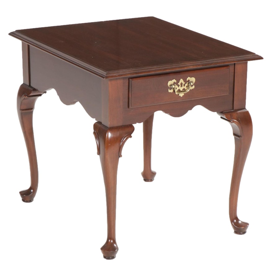 Ethan Allen Queen Anne Style Single Drawer End Table