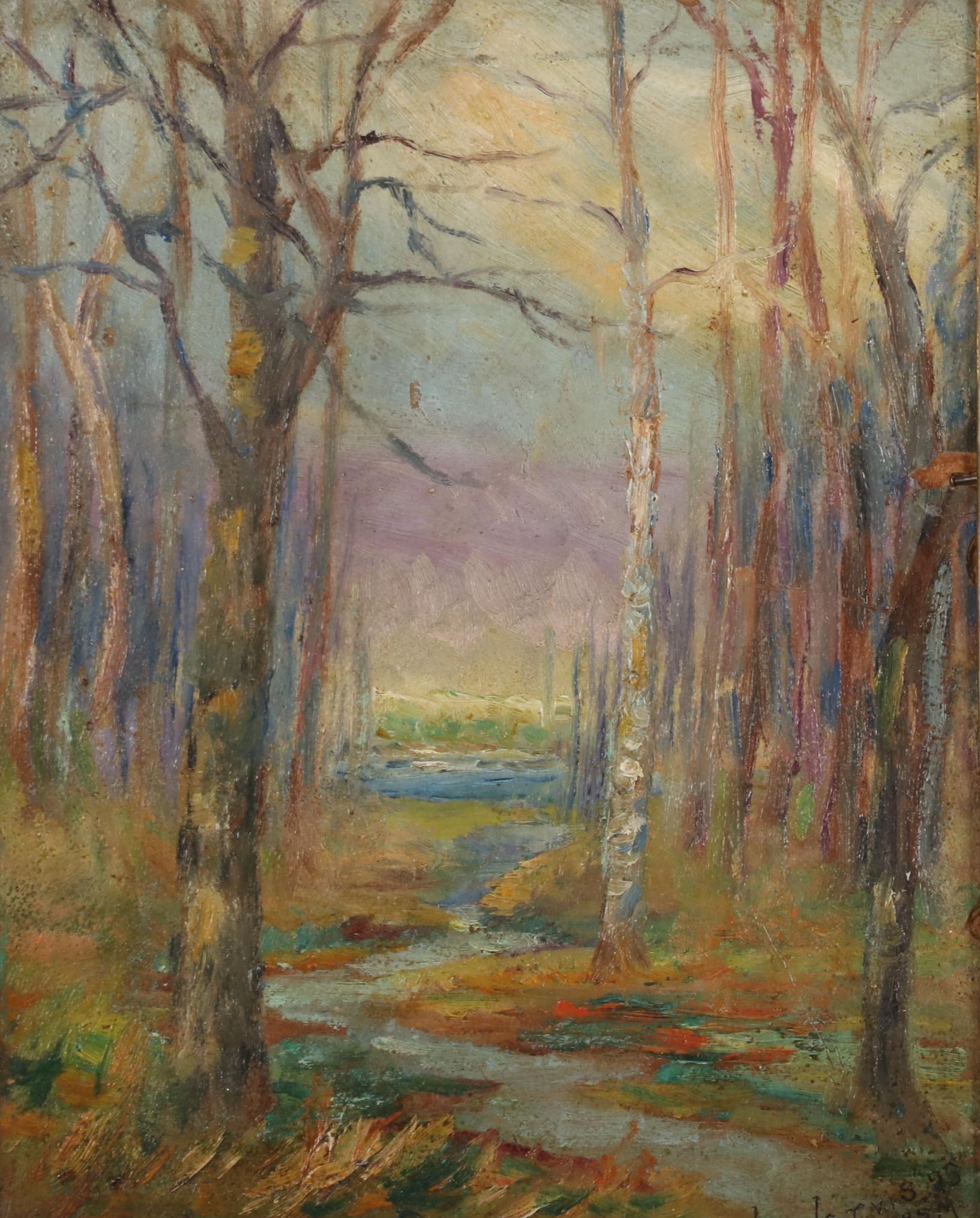 Lillian Jarvis Oil Painting "Early Spring Landscape," 1923