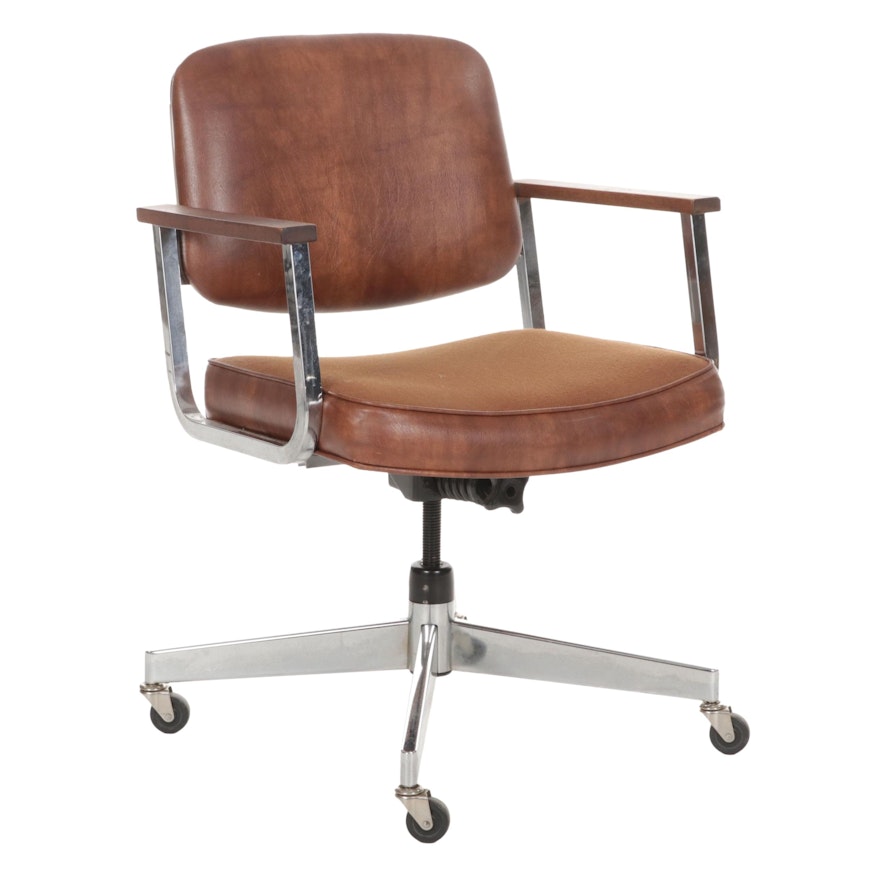 Mid Century Modern Hon Company Metal and Vinyl Upholstered Desk Chair