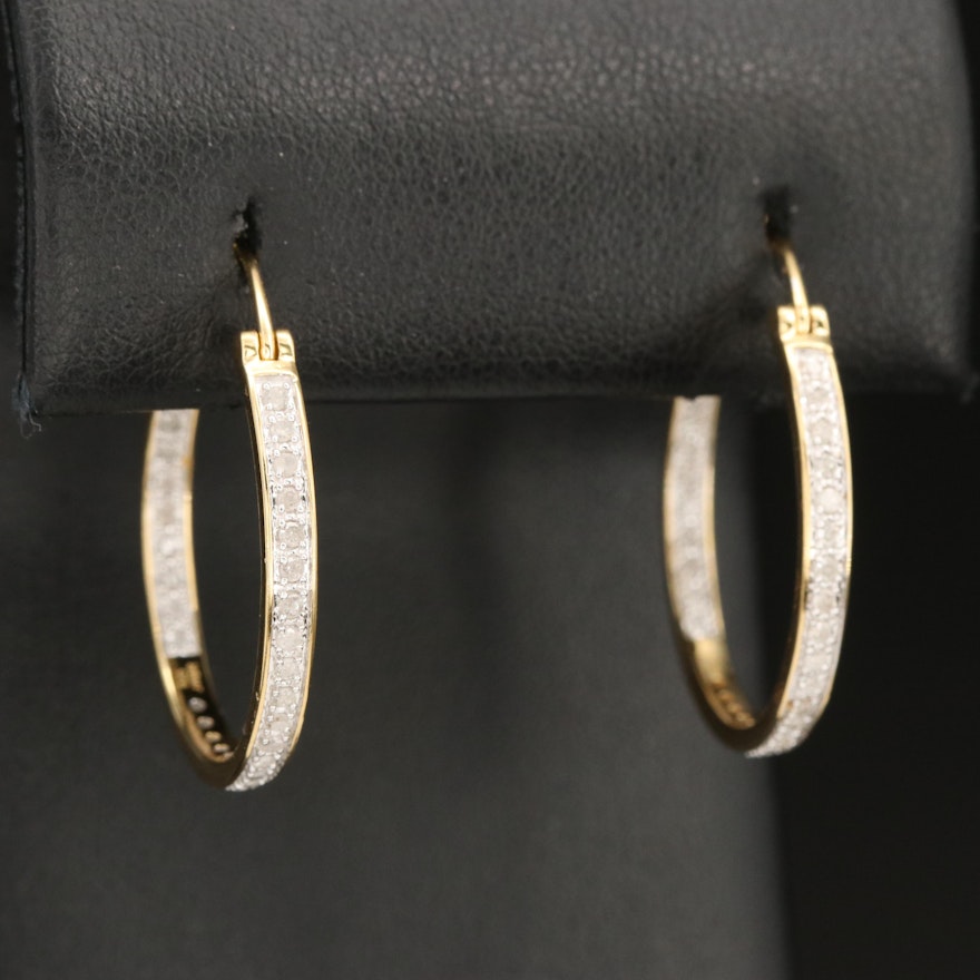 Sterling Diamond Inside-Out Hoop Earrings