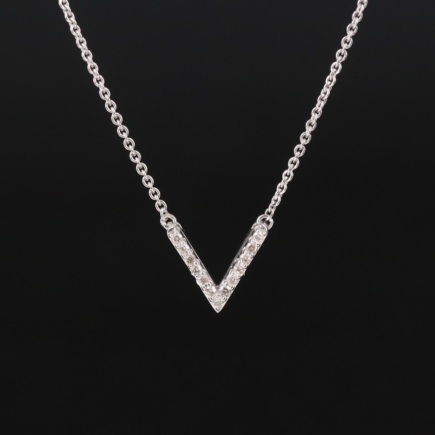 Sterling Diamond Chevron Necklace