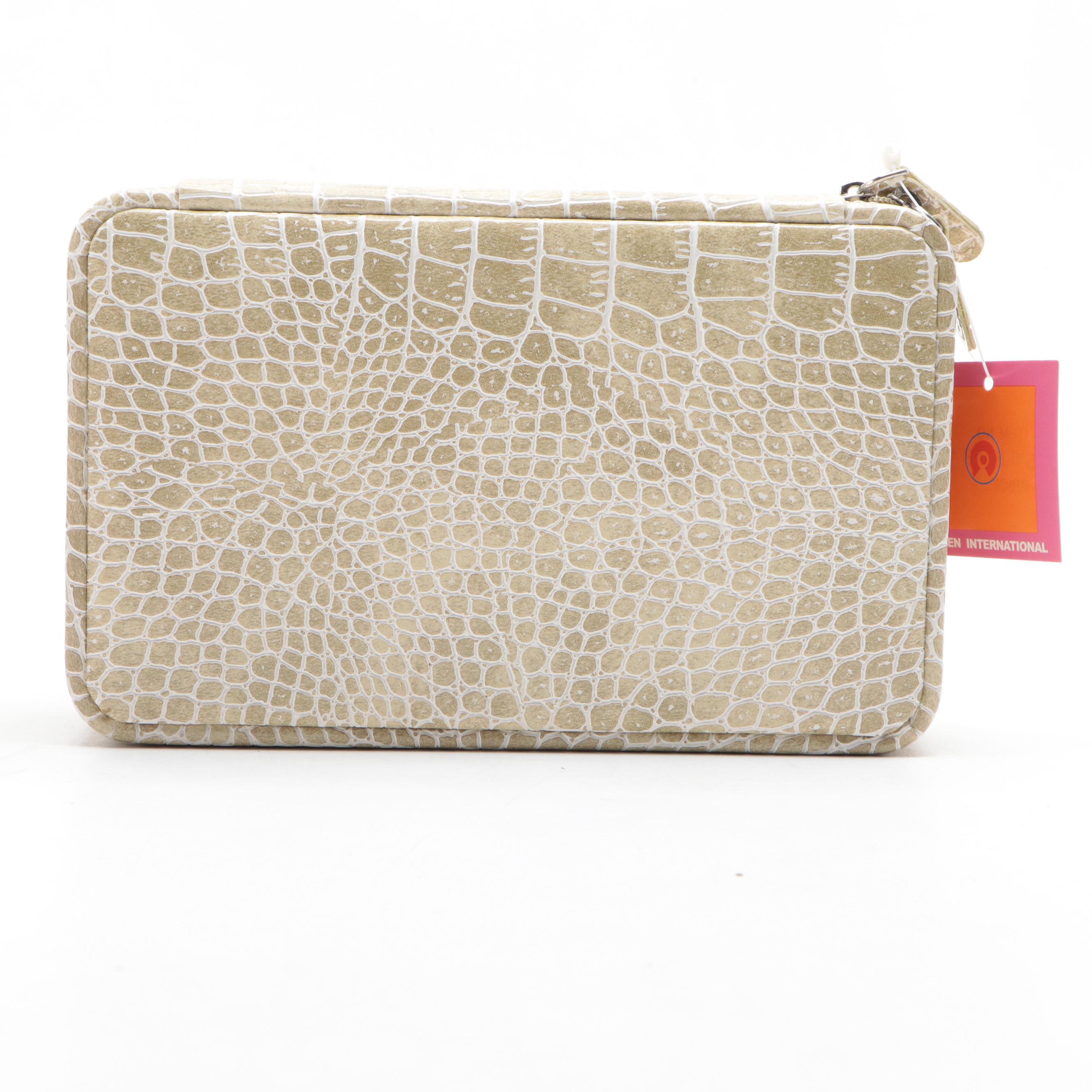 Alten International Crocodile Embossed Vinyl Travel Jewelry Travel Bags