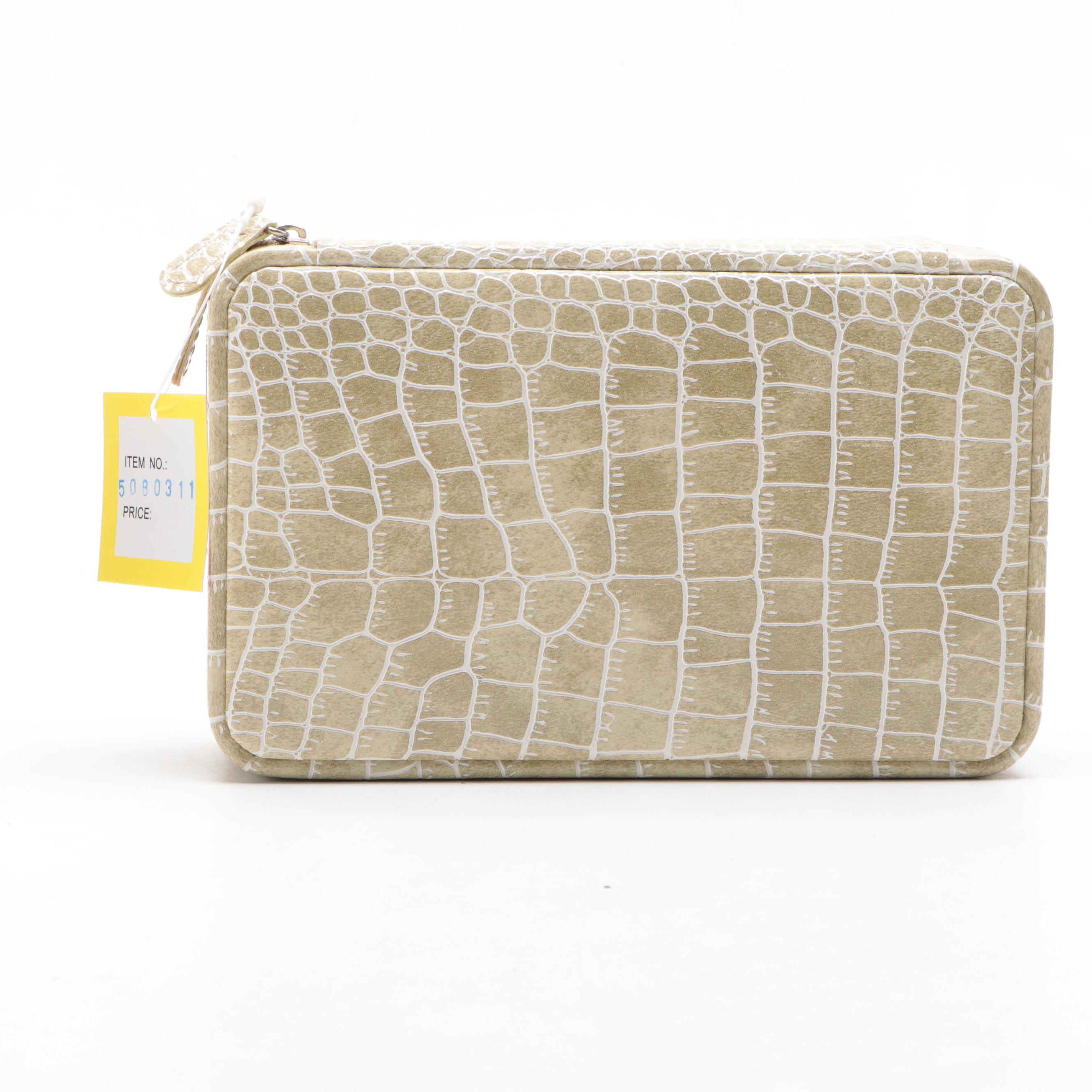 Alten International Crocodile Embossed Vinyl Travel Jewelry Travel Bags