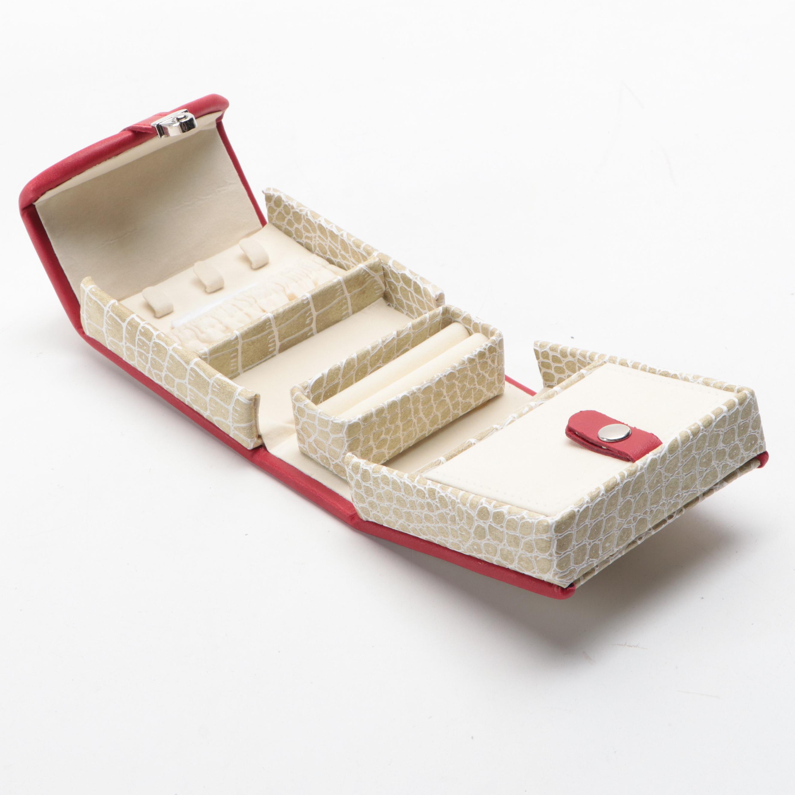 Alten International Crocodile Embossed Vinyl Travel Jewelry Travel Bags