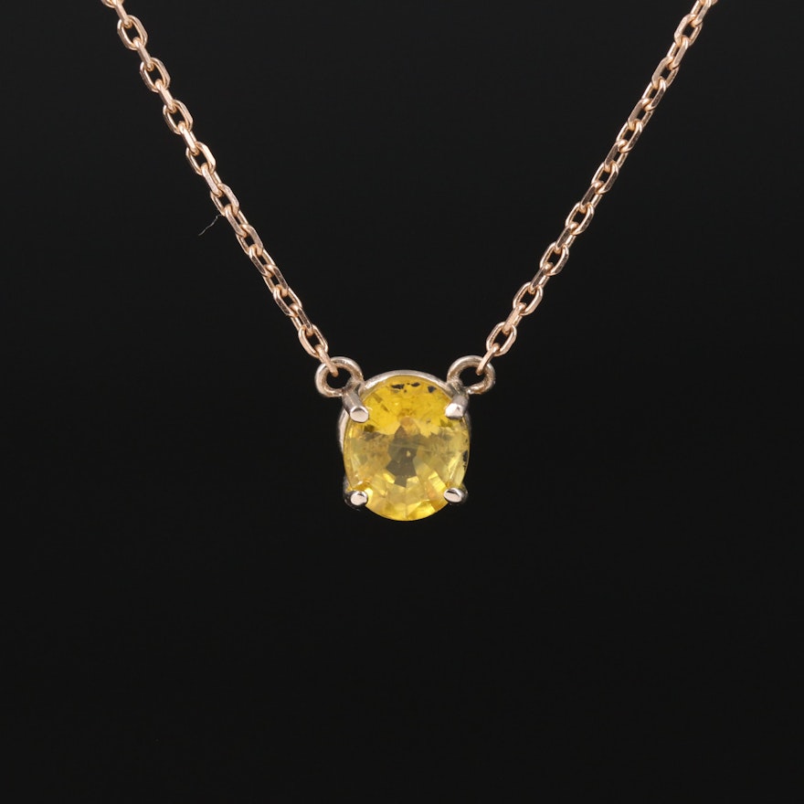 14K Sapphire Solitaire Necklace