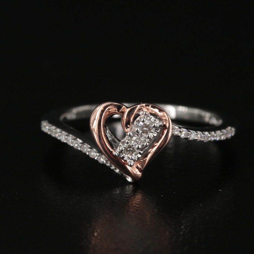 Sterling Diamond Heart Bypass Ring