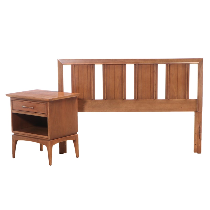 Kent-Coffey "The Wharton" Walnut Full Size Headboard and Nightstand