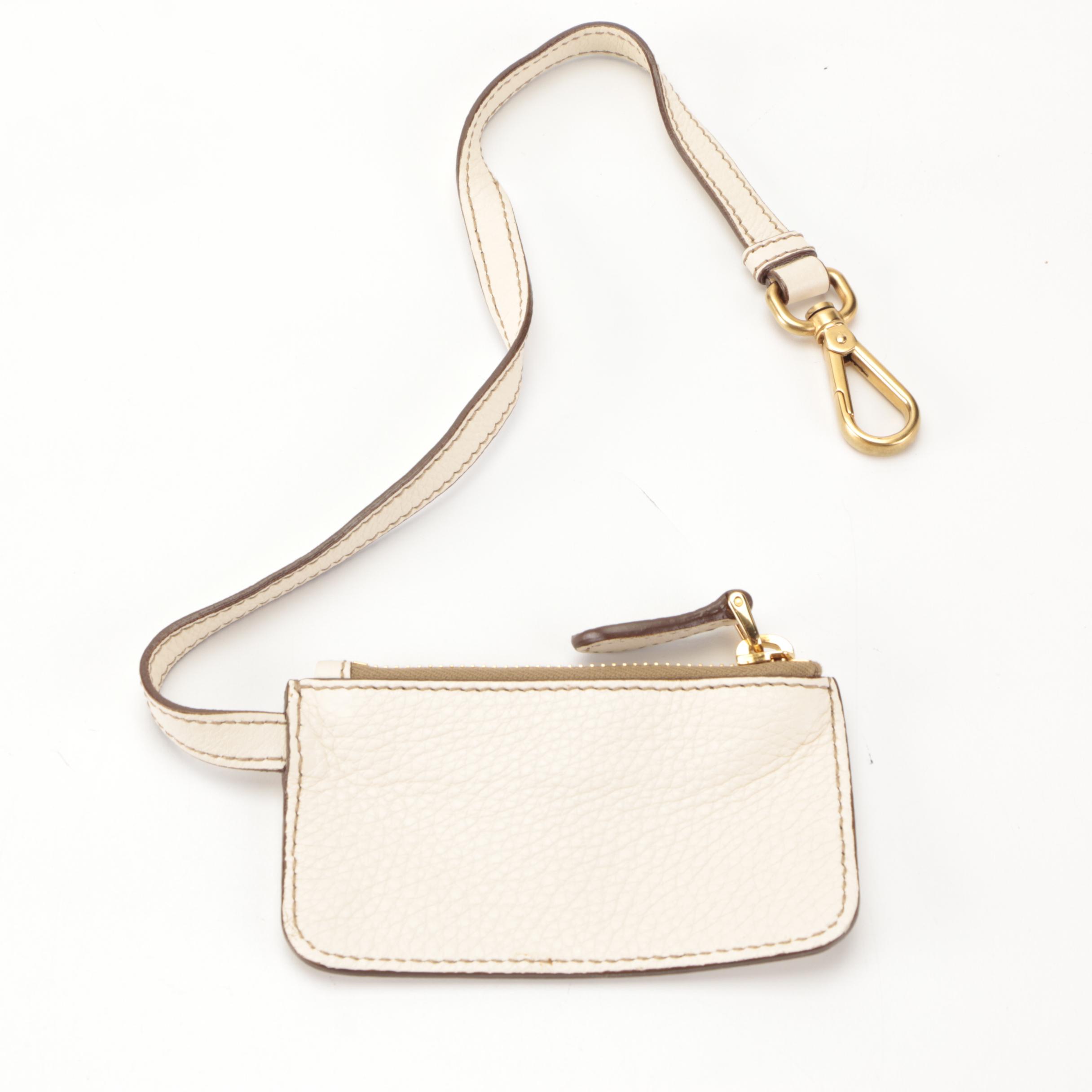 Prada Hobo Bag with Zip Pouch in Off-White Vitello Daino Leather