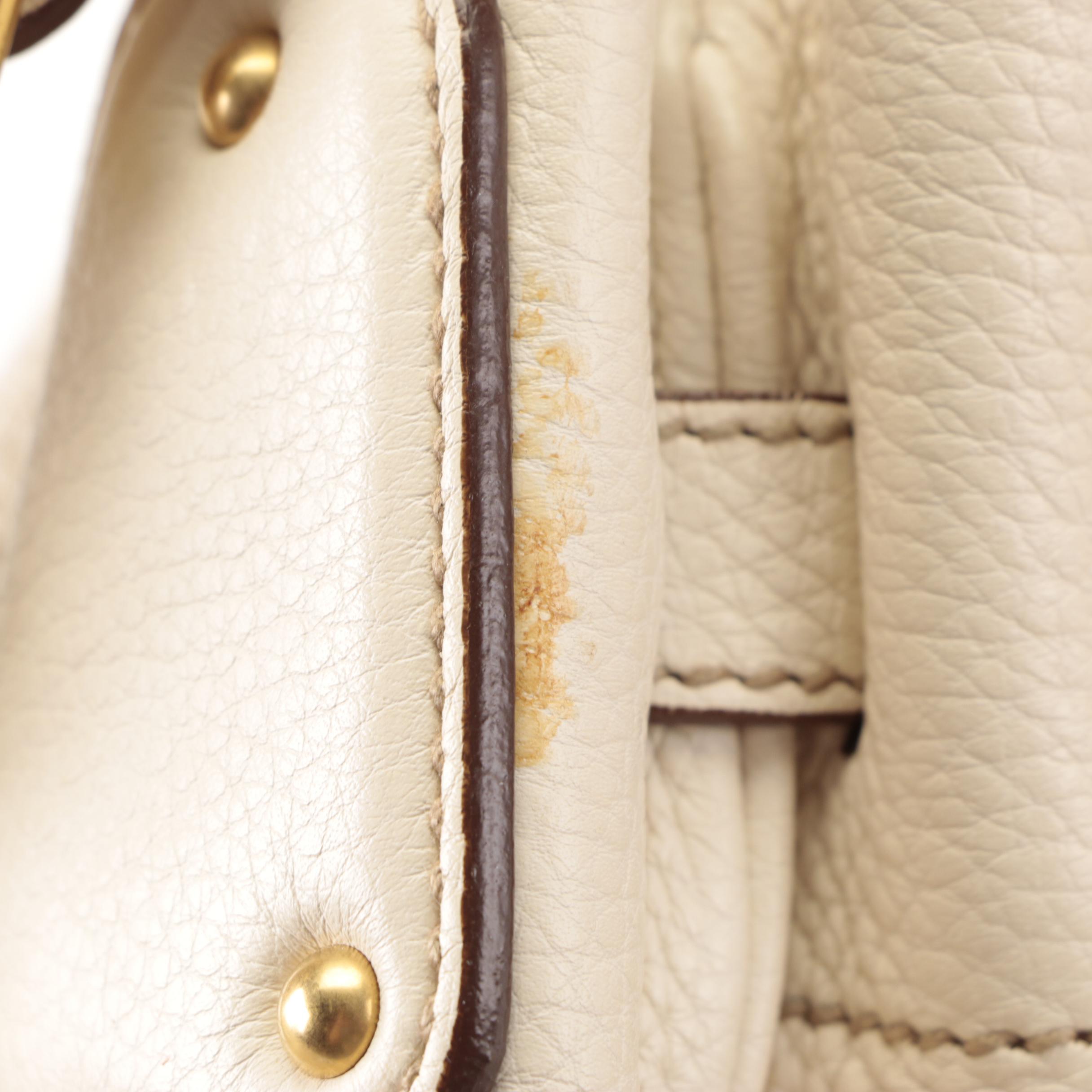 Prada Hobo Bag with Zip Pouch in Off-White Vitello Daino Leather