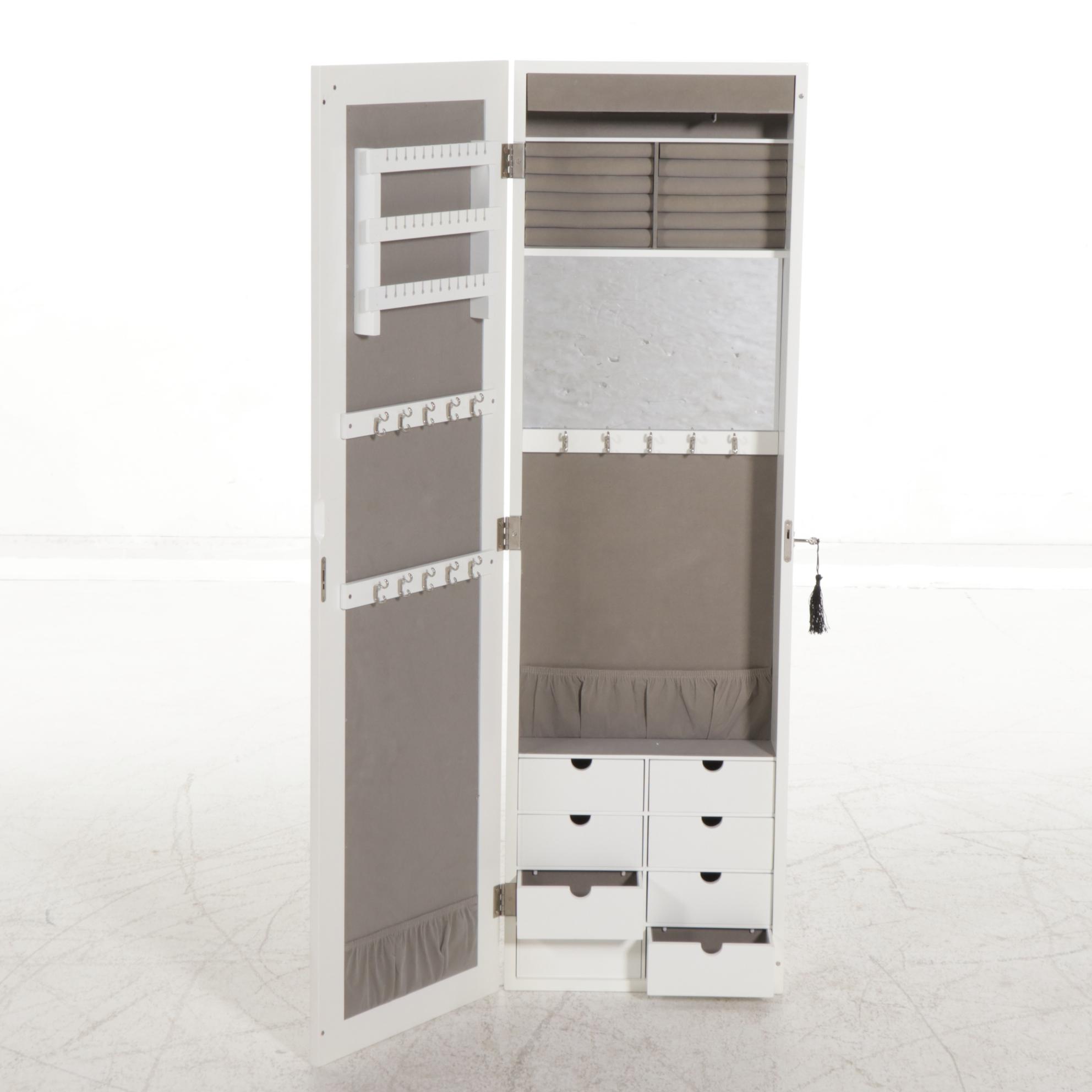 Hayneedle Belham Living Illuminated Wall Mount Jewelry Armoire with Lock and Key