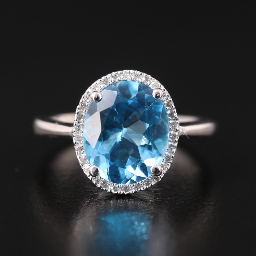 Sterling Topaz and Diamond Ring