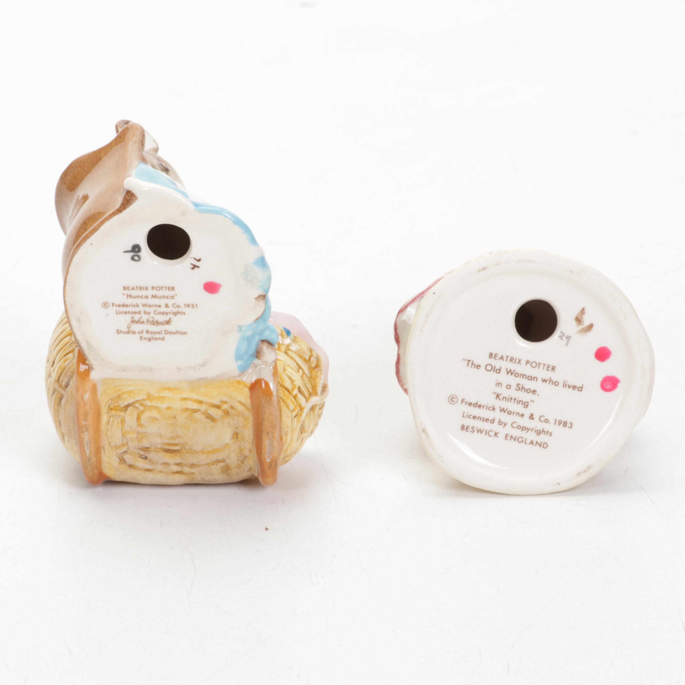 Beswick England and Royal Doulton Porcelain Beatrix Potter Character Figurines