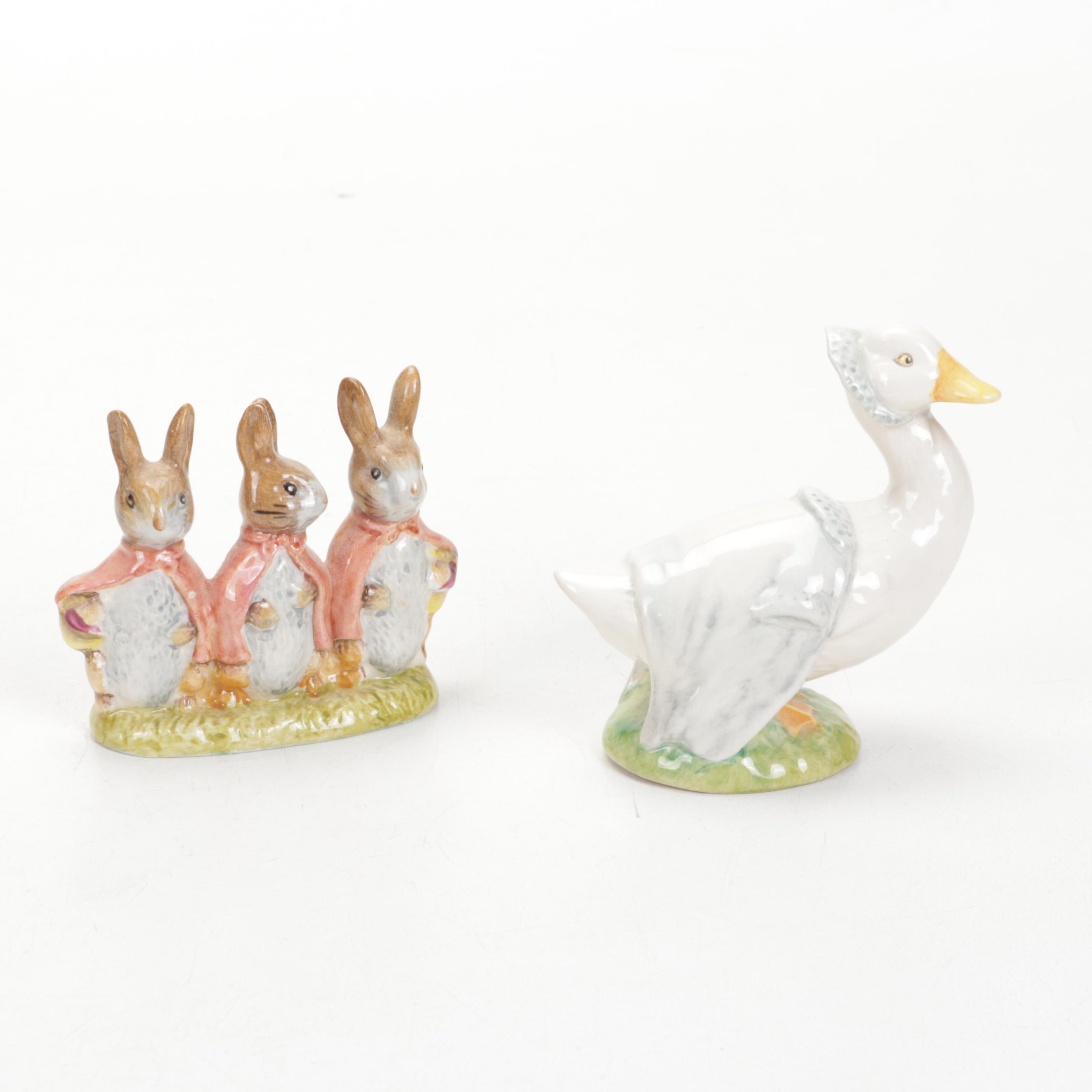 Beswick England and Royal Doulton Porcelain Beatrix Potter Character Figurines