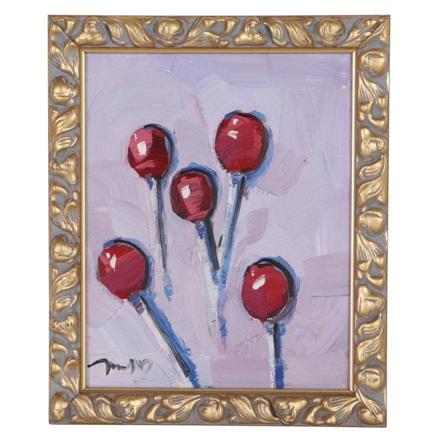 Jose Trujillo Oil Painting "Cherry Lolipop," 2022