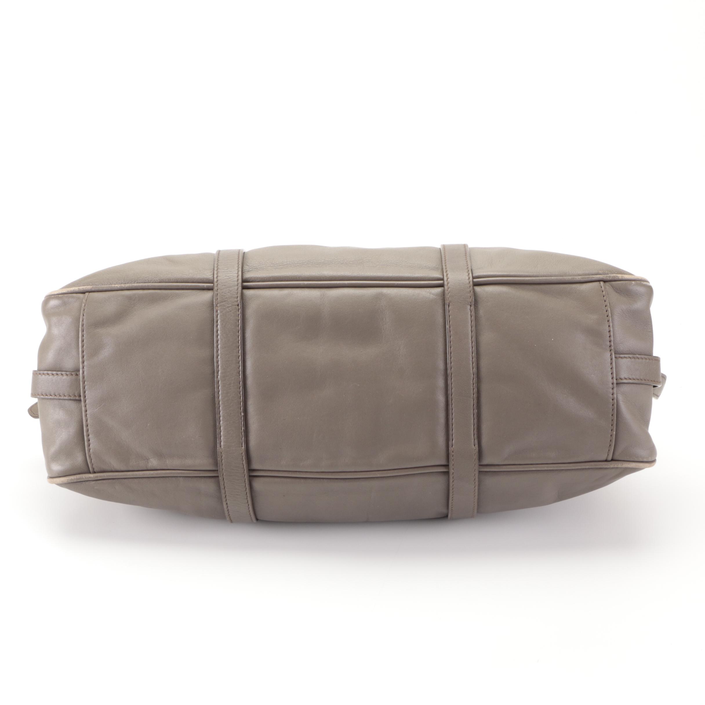 Prada Medium Bauletto Convertible Tote in Grey Calfskin with Detachable Strap