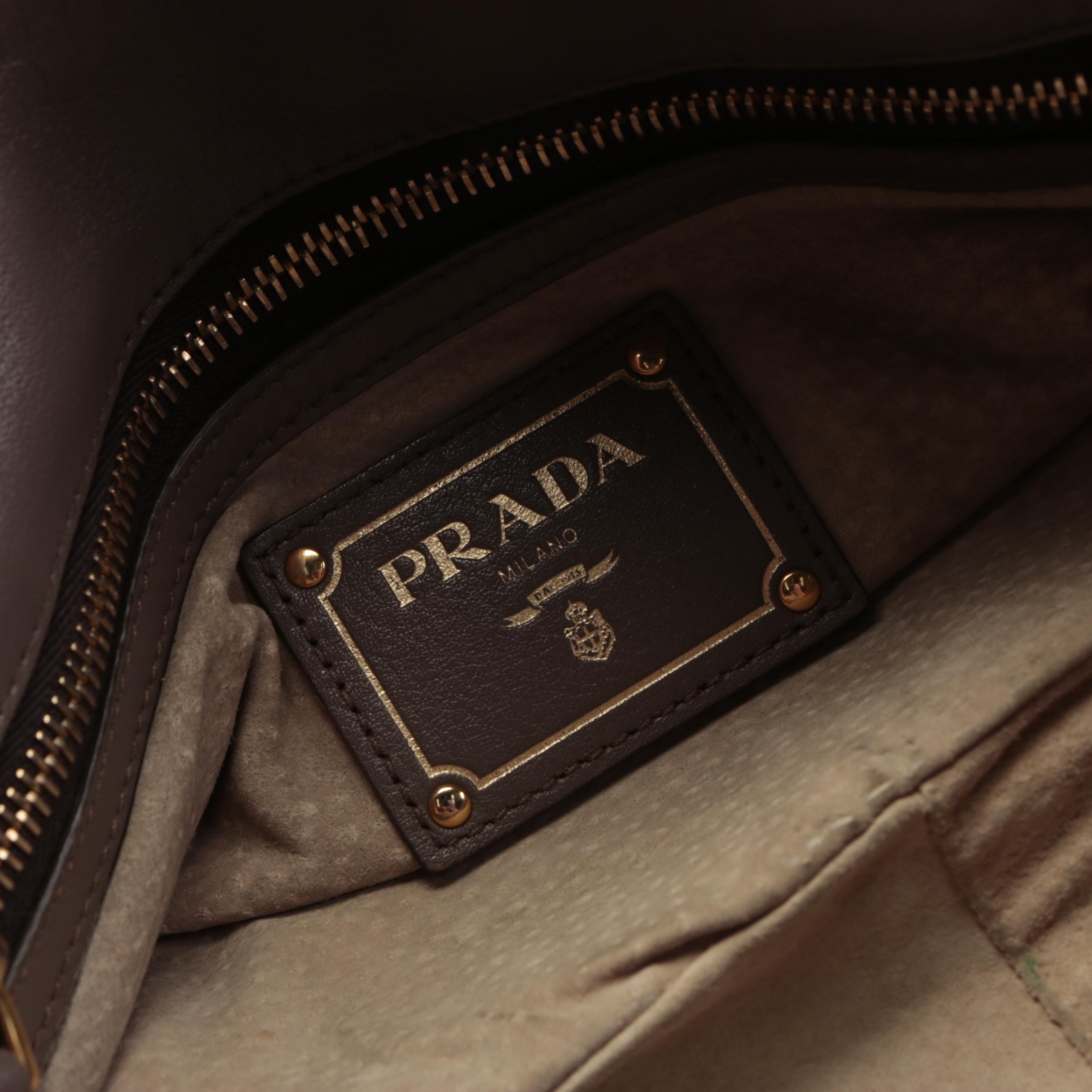 Prada Medium Bauletto Convertible Tote in Grey Calfskin with Detachable Strap