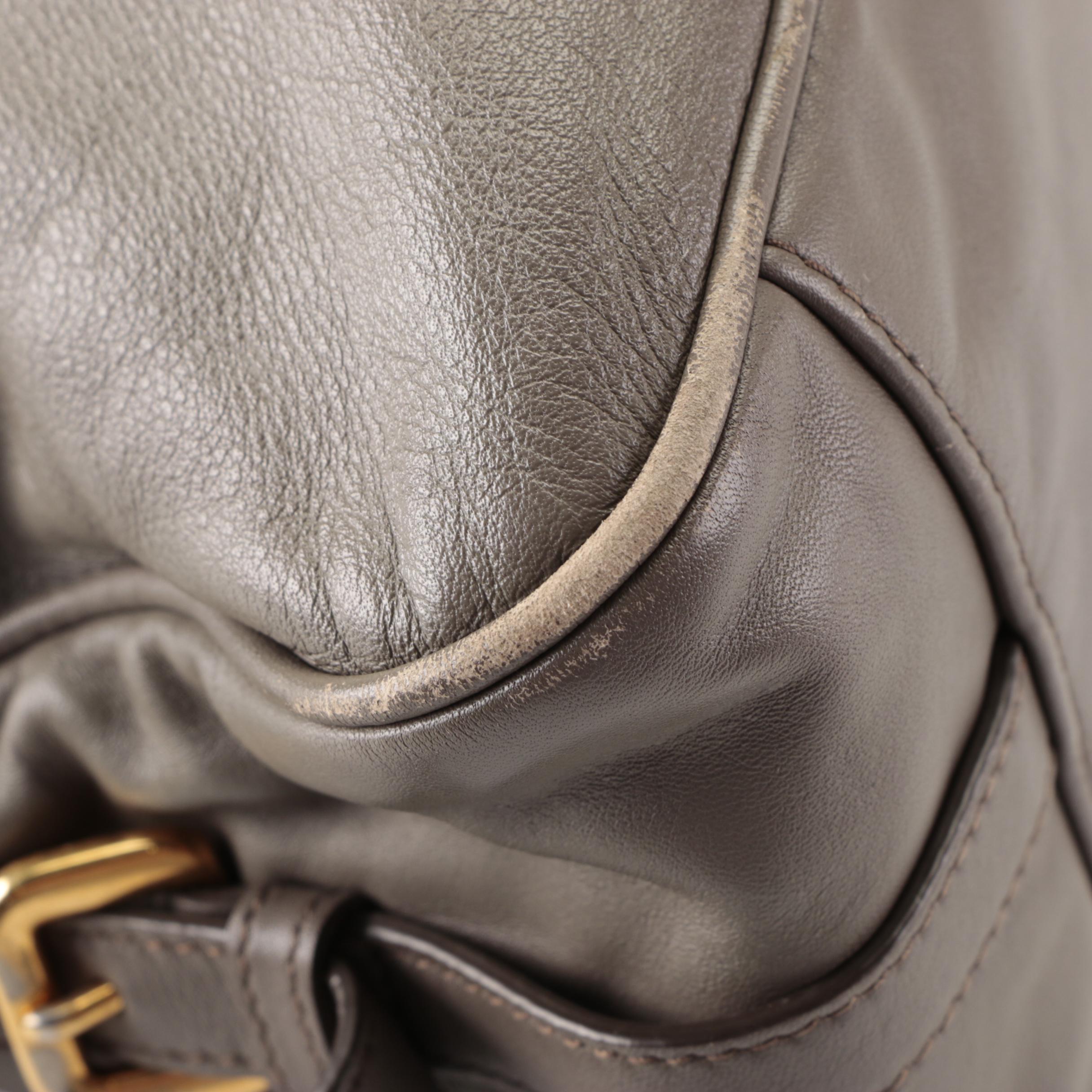 Prada Medium Bauletto Convertible Tote in Grey Calfskin with Detachable Strap