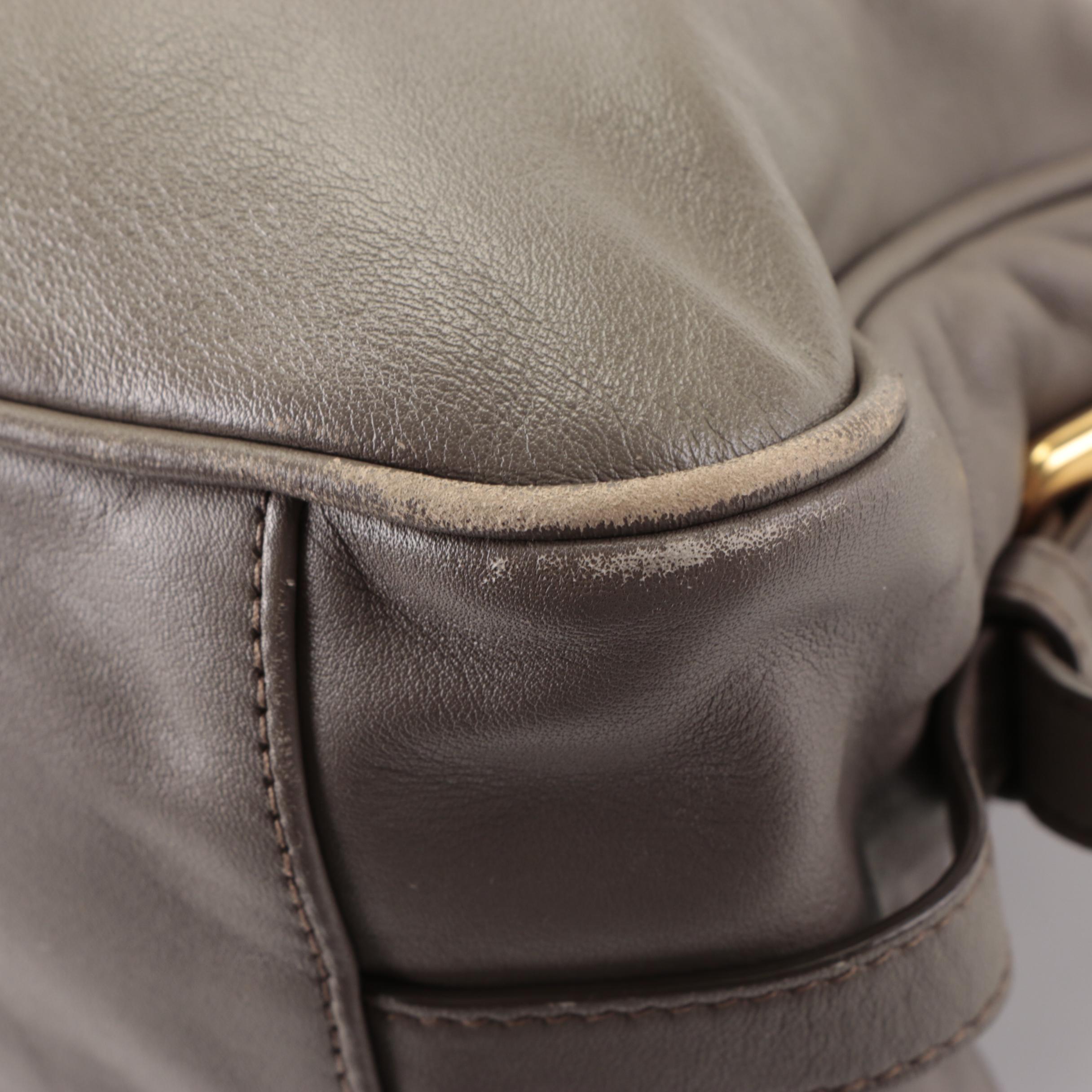 Prada Medium Bauletto Convertible Tote in Grey Calfskin with Detachable Strap