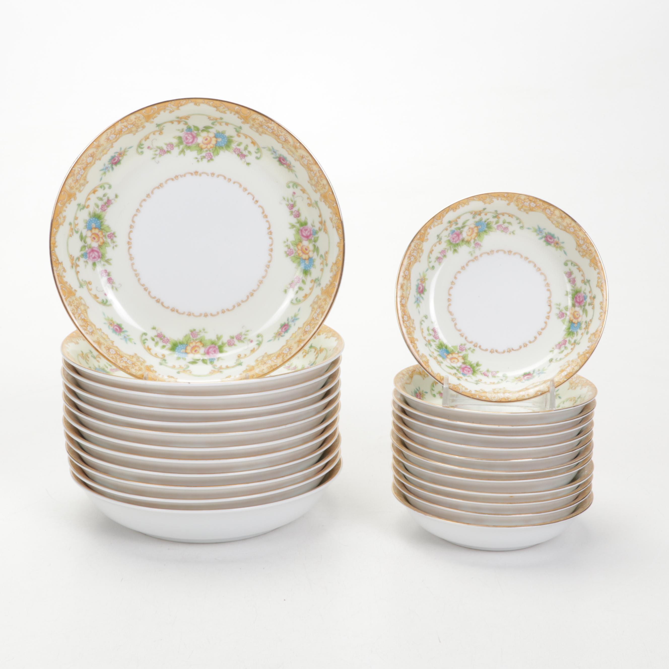 Noritake "Mimi" Porcelain Dinnerware and Serveware, Early to Mid 20th Century