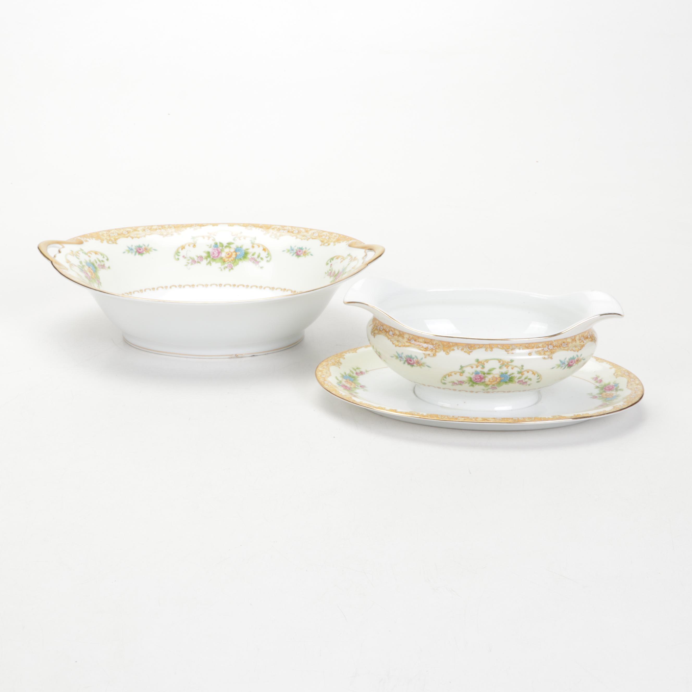 Noritake "Mimi" Porcelain Dinnerware and Serveware, Early to Mid 20th Century