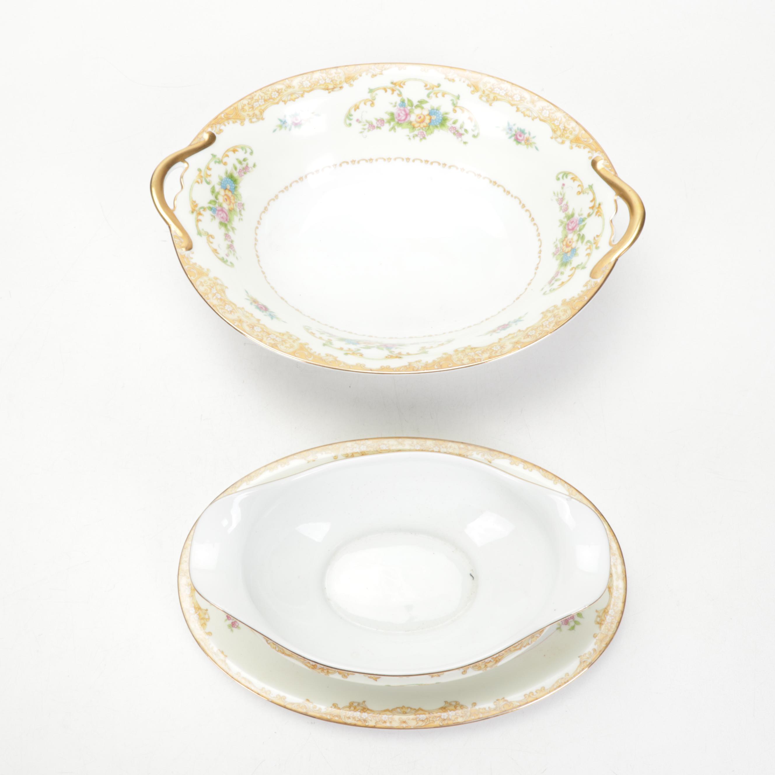 Noritake "Mimi" Porcelain Dinnerware and Serveware, Early to Mid 20th Century