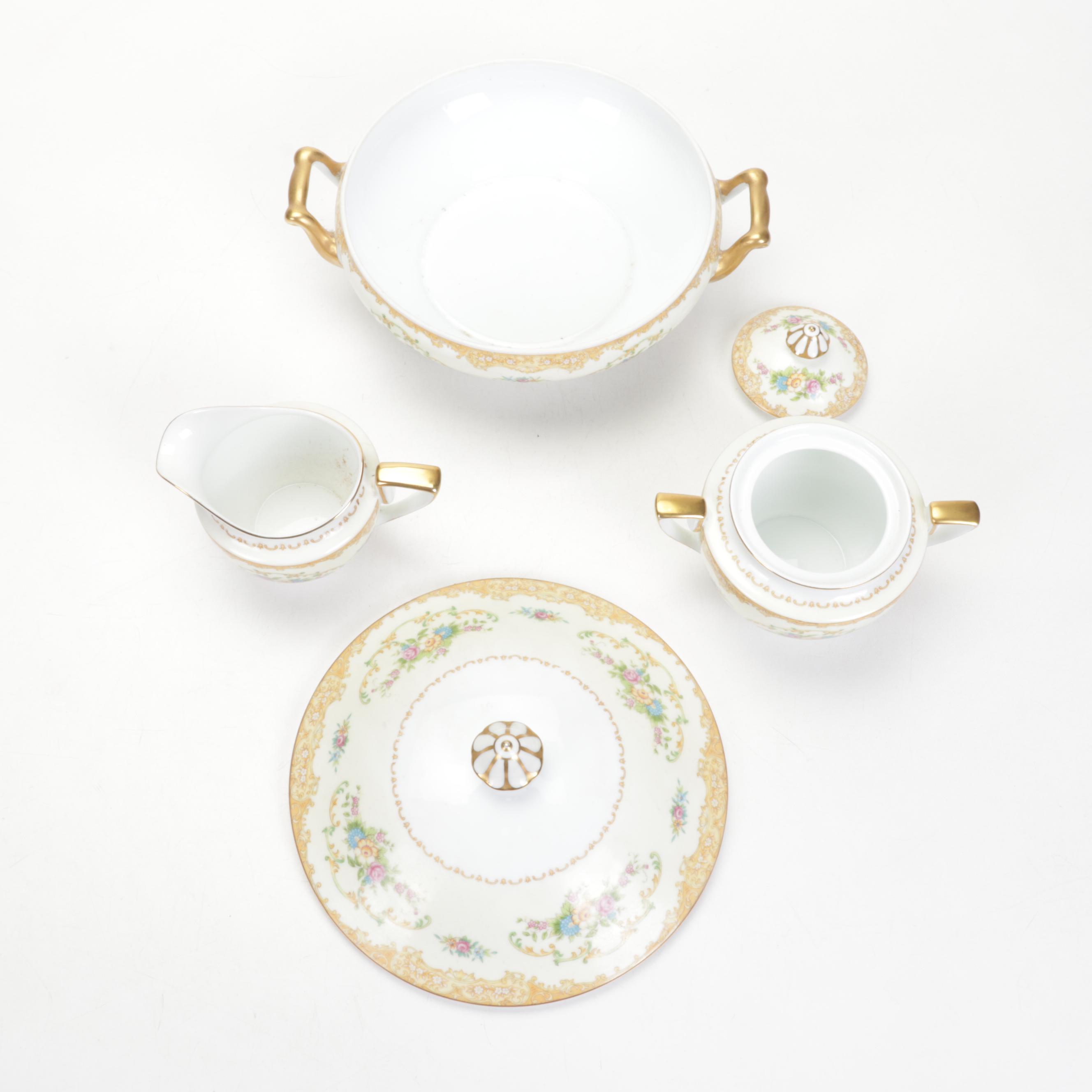 Noritake "Mimi" Porcelain Dinnerware and Serveware, Early to Mid 20th Century