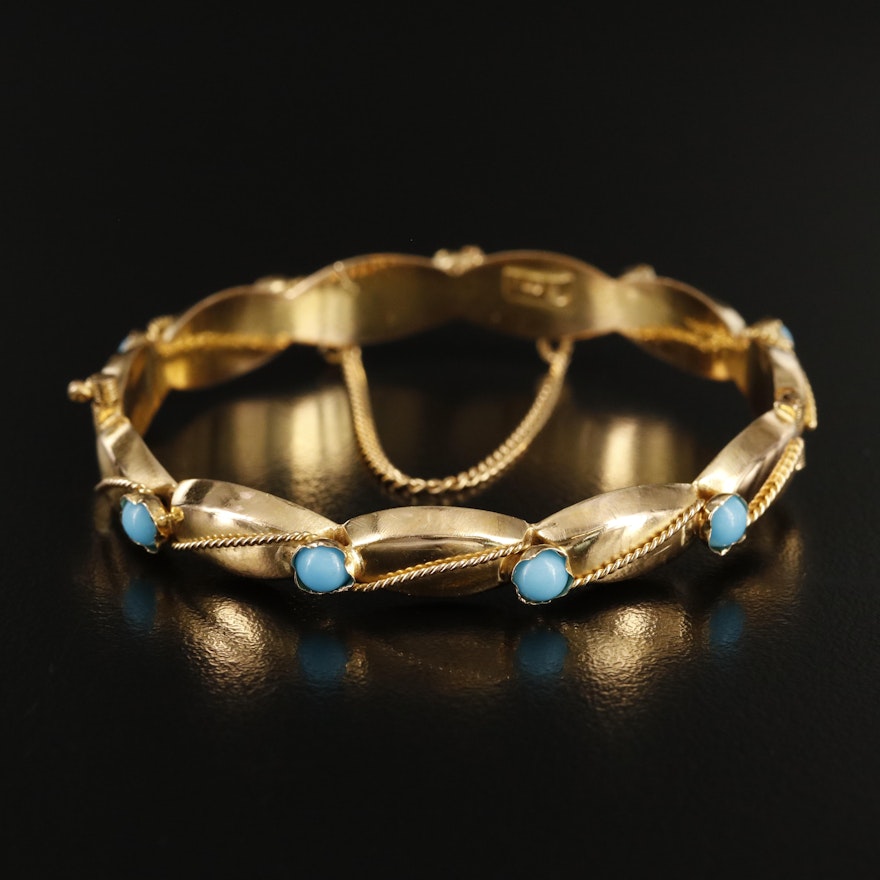 14K Turquoise Hinged Bangle