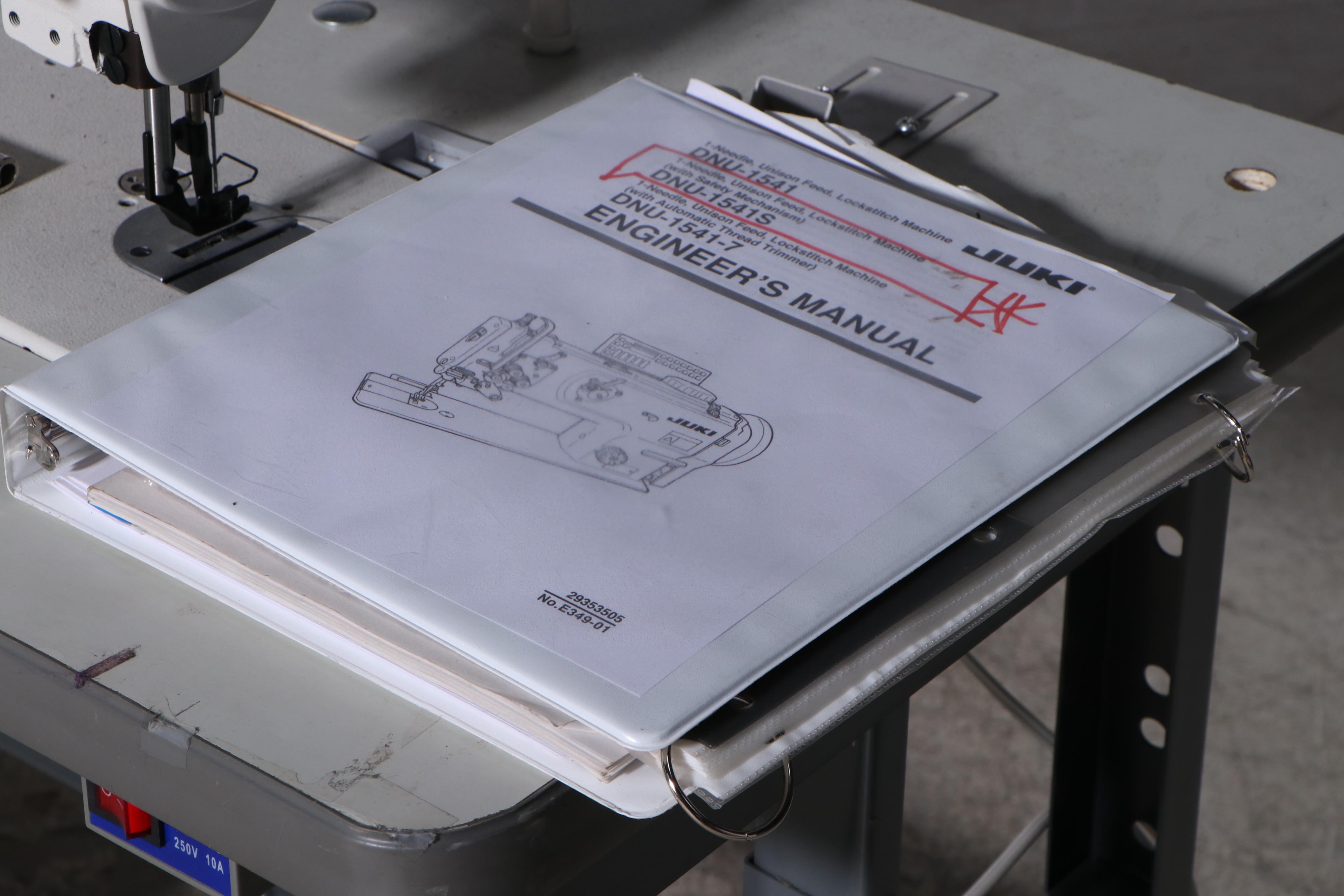 Juki DNU-1541S Commercial Sewing Machine with Workbench and Accessories