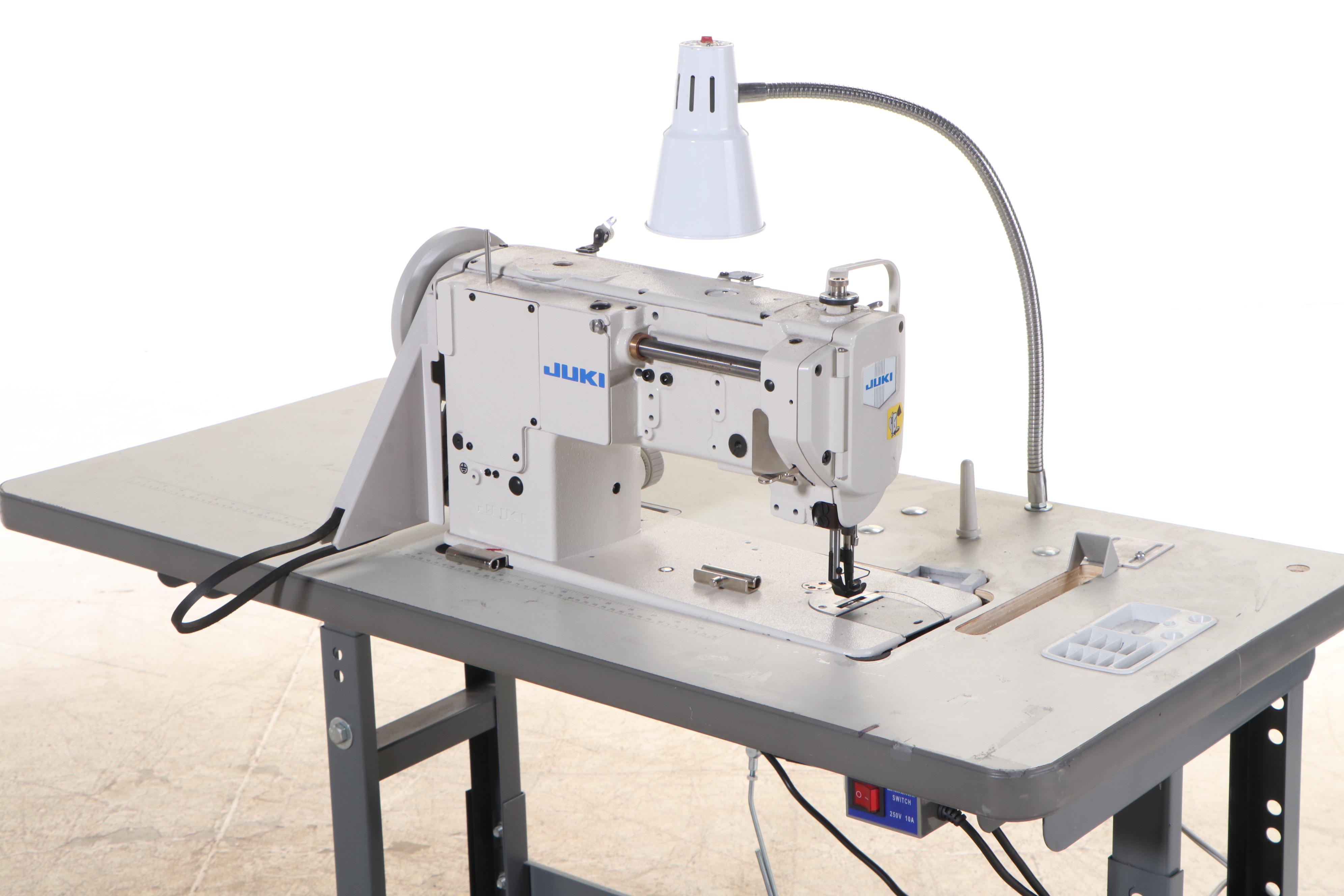 Juki DNU-1541S Commercial Sewing Machine with Workbench and Accessories