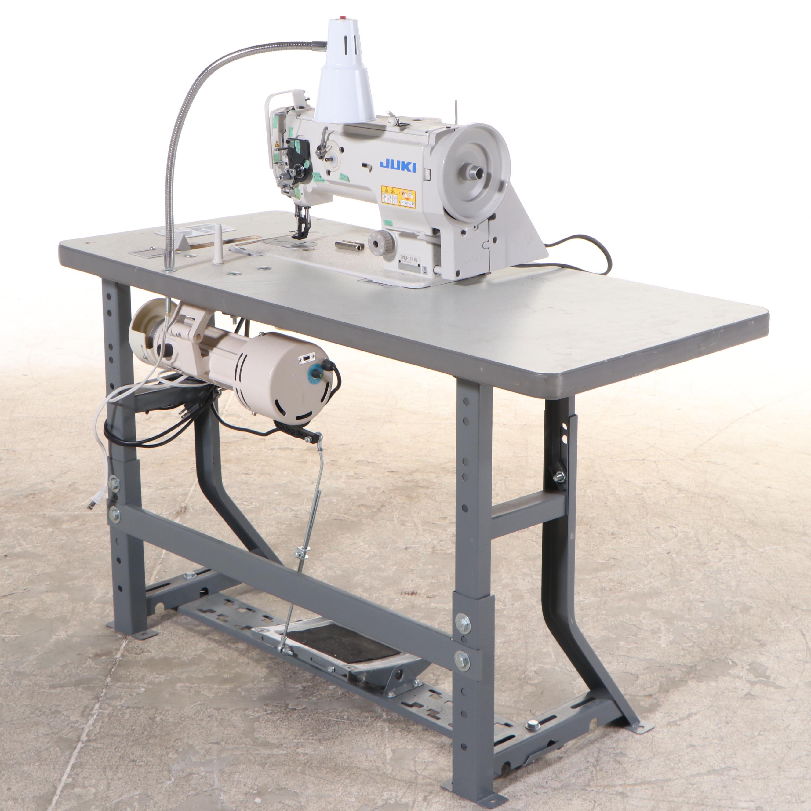 Juki DNU-1541S Commercial Sewing Machine with Workbench and Accessories