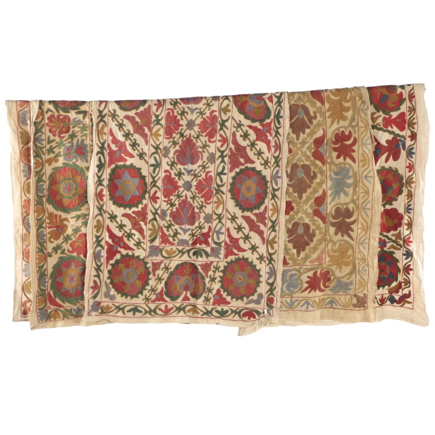 Central Asian Suzani Embroidered Zardevor Wall Hangings