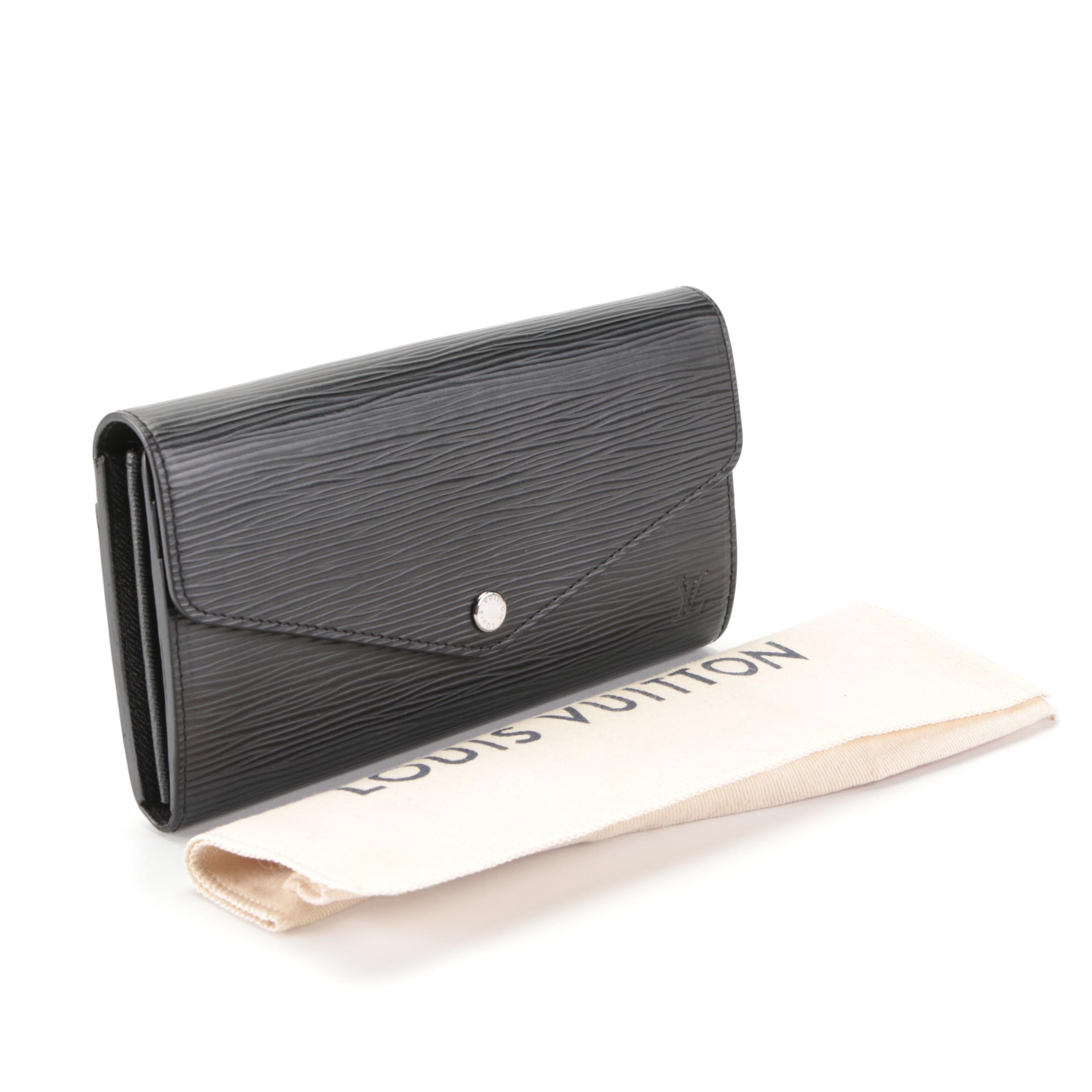 Louis Vuitton Sarah Wallet in Anthracite Nacre Epi Leather with Box