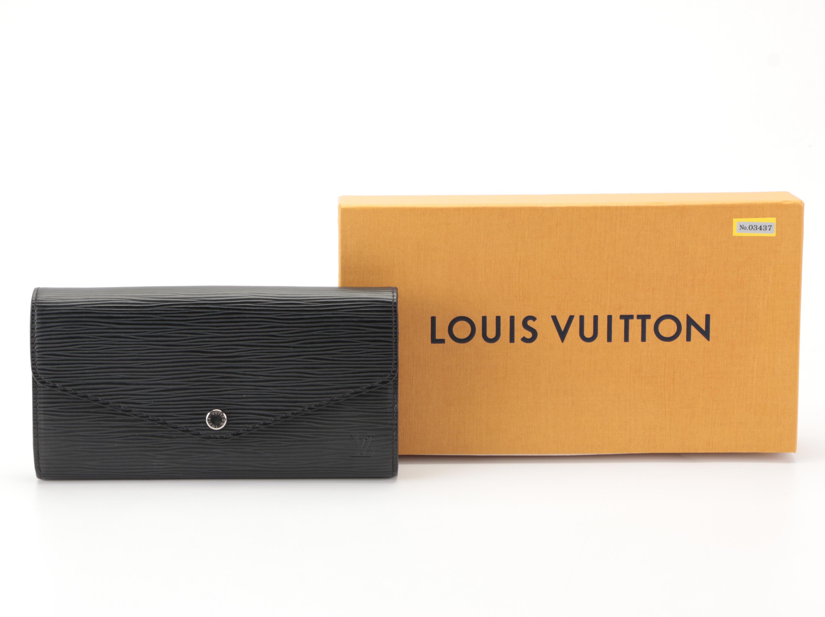 Louis Vuitton Sarah Wallet in Anthracite Nacre Epi Leather with Box