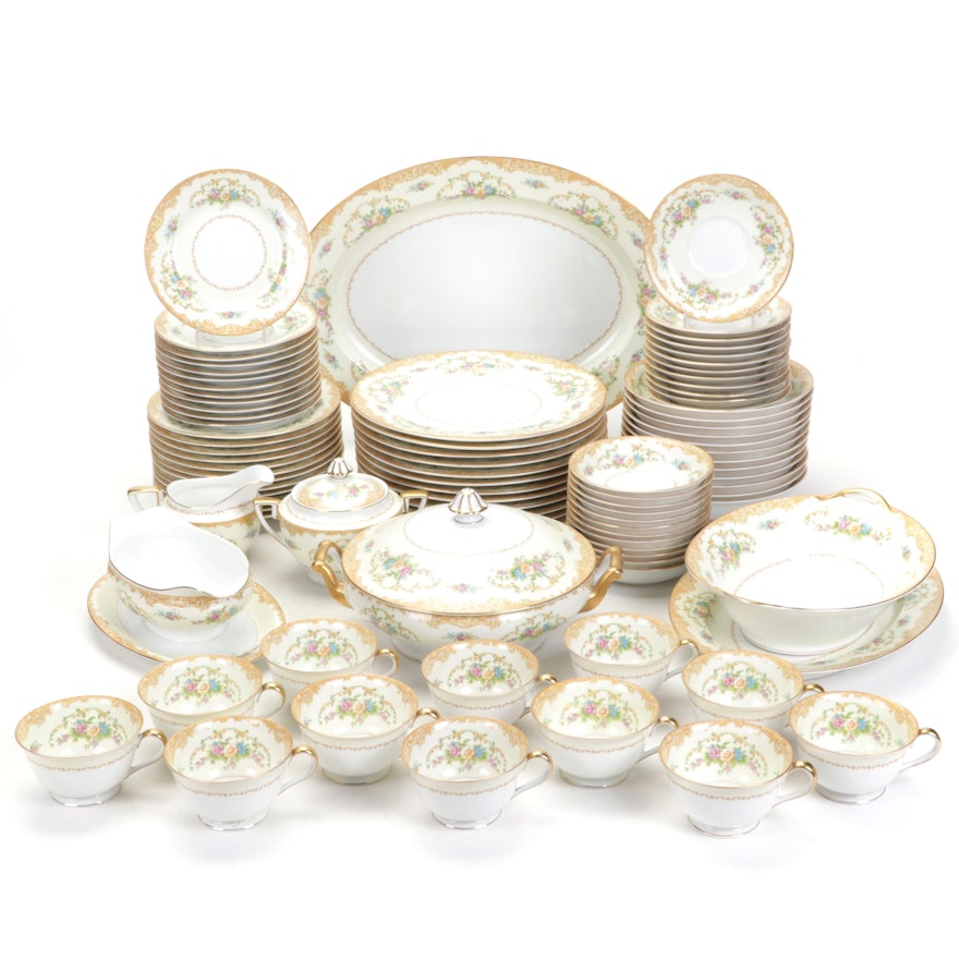 Noritake "Mimi" Porcelain Dinnerware and Serveware, Early to Mid 20th Century