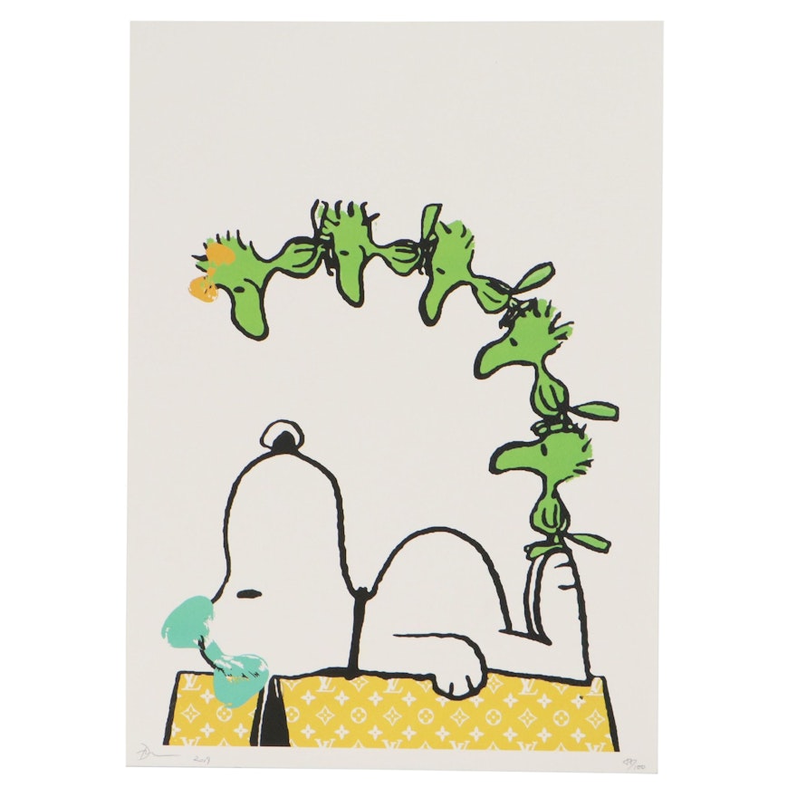 Death NYC Pop Art Graphic Print of Snoopy and Bird Friends, 2019