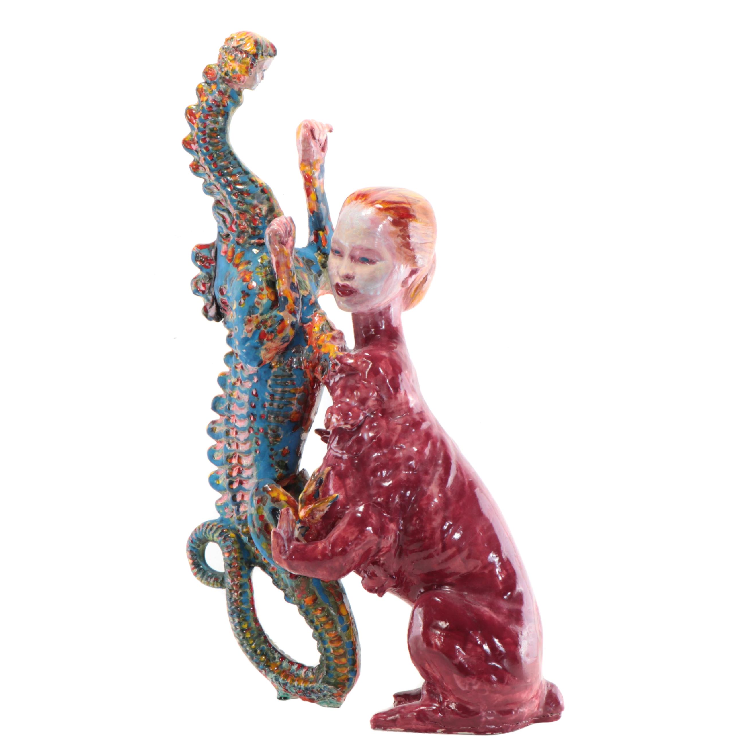 Sarah Roush Surreal Ceramic Sculpture of Hybrid Figures