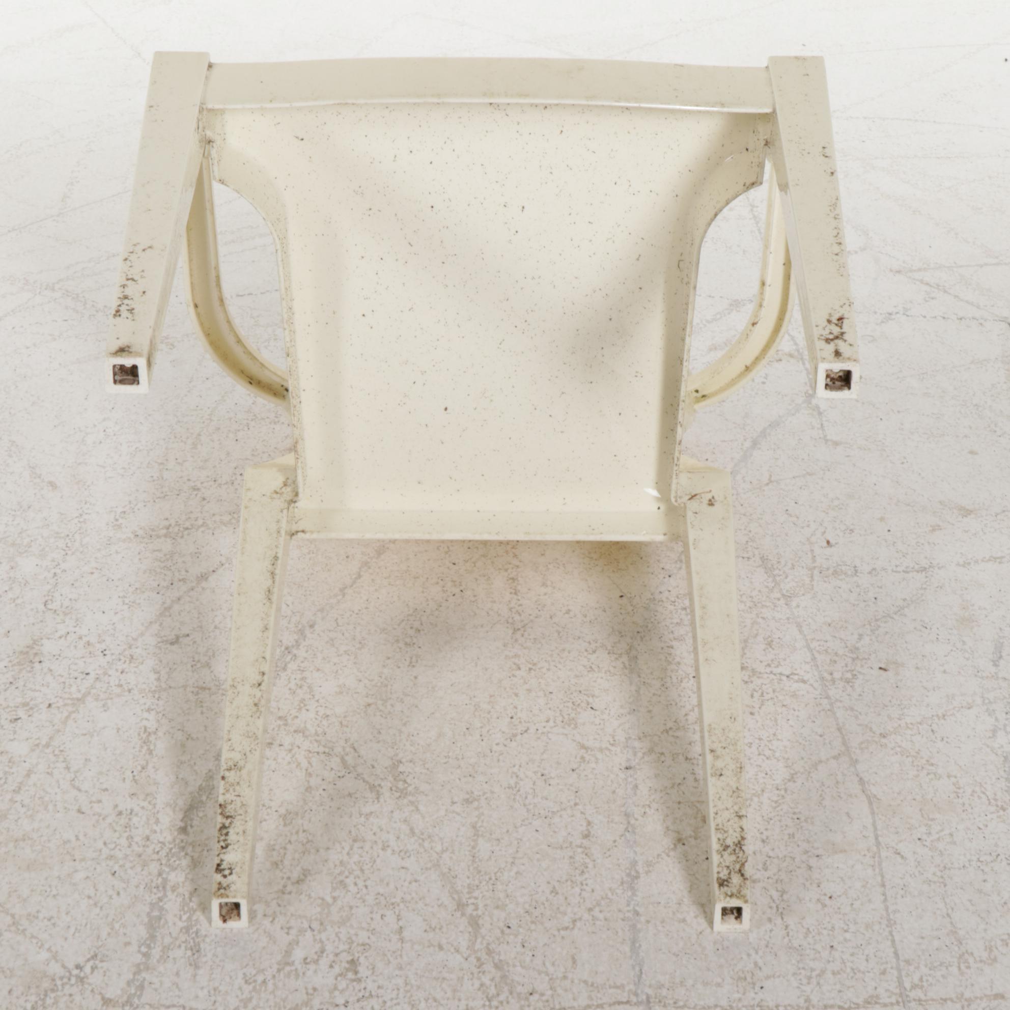 Four Louis Ghost S+ARCK by Kartell Plastic Chairs with PE Rattan Folding Table