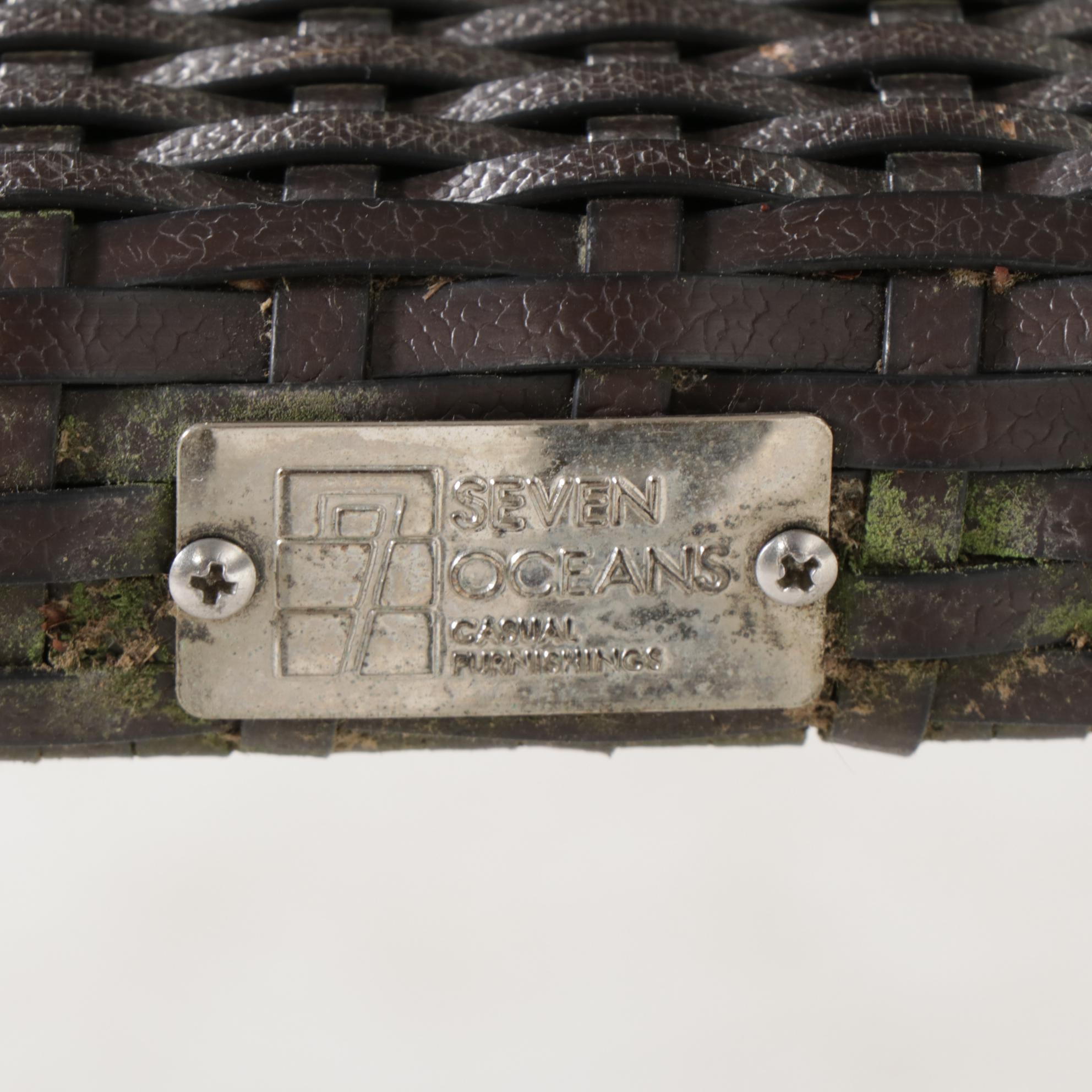 Four Louis Ghost S+ARCK by Kartell Plastic Chairs with PE Rattan Folding Table