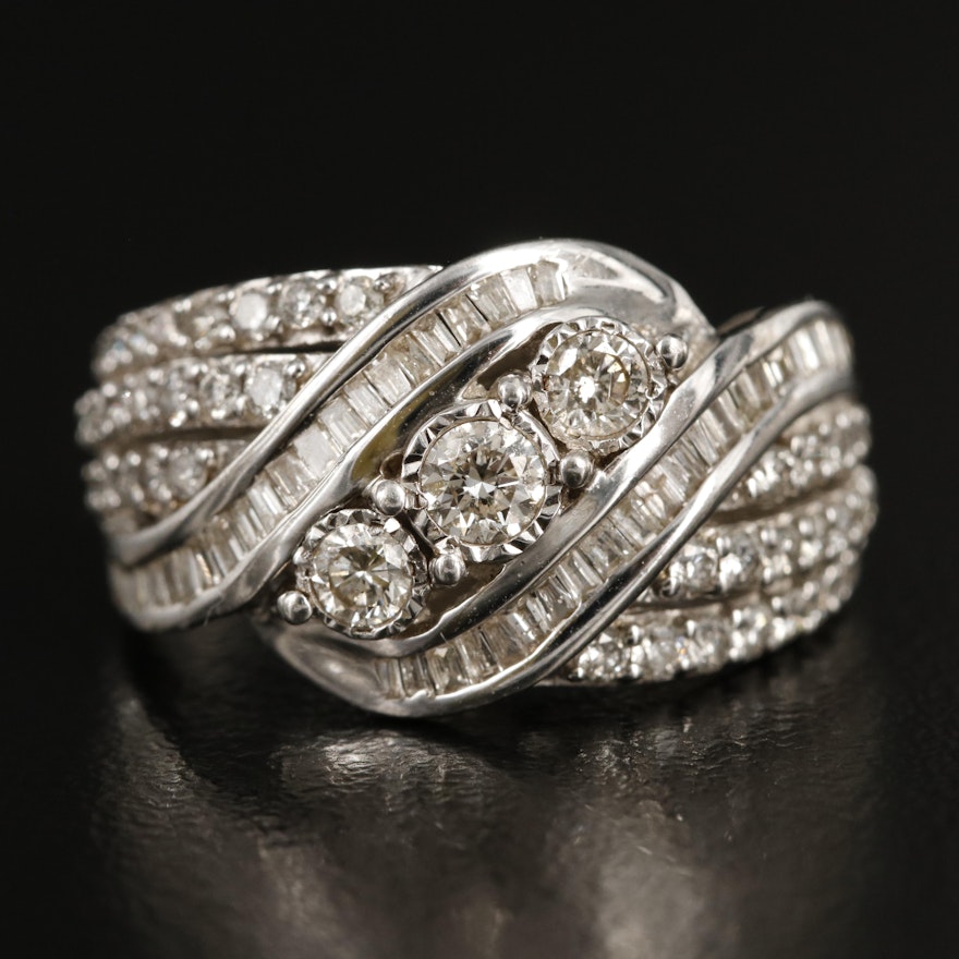 Sterling 1.02 CTW Diamond Crossover Ring