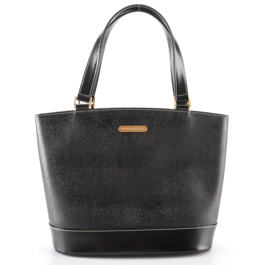 Burberry Black Leather Tote Bag