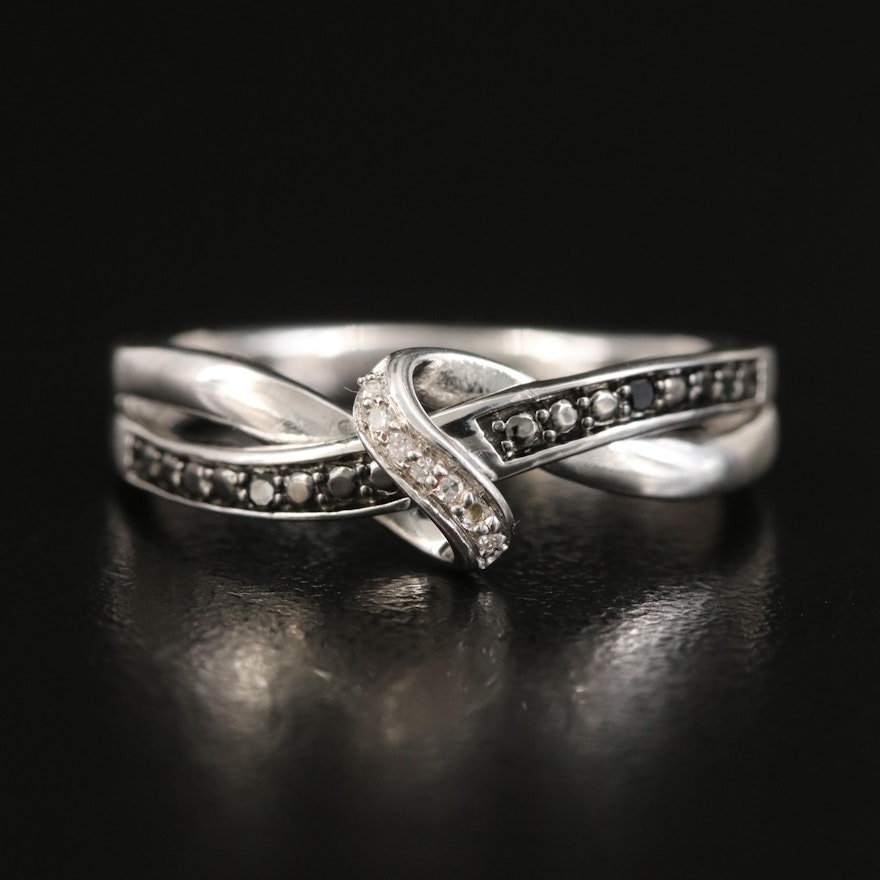 Sterling Diamond Crossover Ring