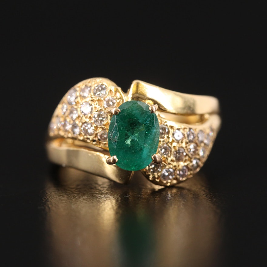 18K Emerald and Diamond Ring