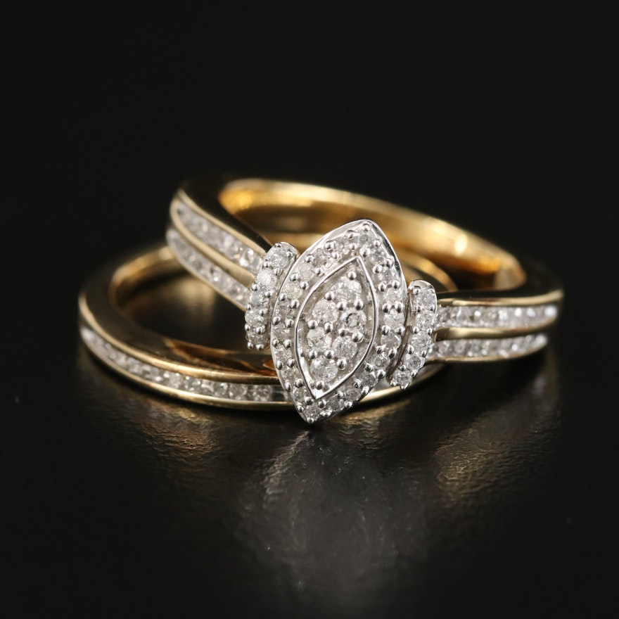 Sterling 0.47 CTW Diamond Ring Set