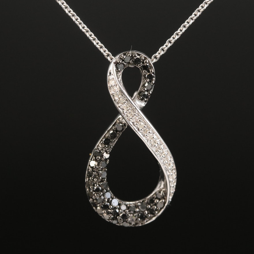 Sterling Diamond Infinity Pendant Necklace