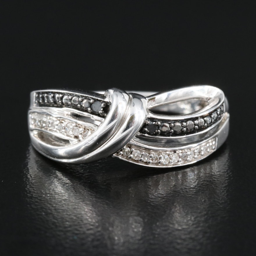 Sterling Diamond Crossover Ring