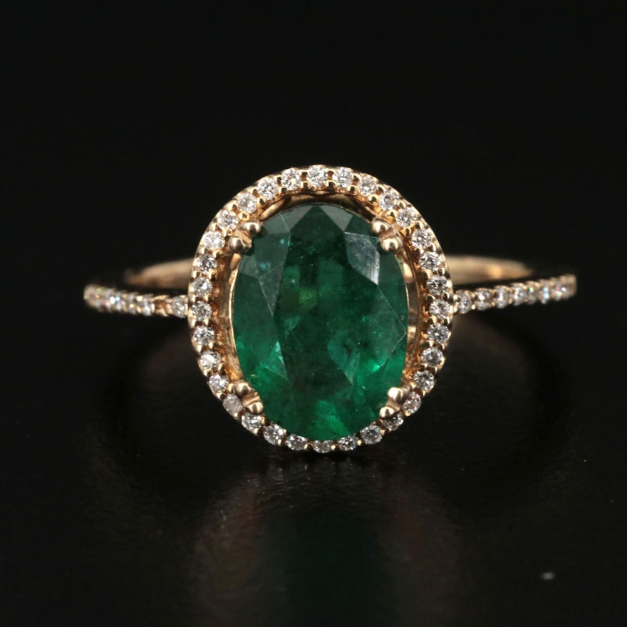 14K 1.63 CT Zambian Emerald and Diamond Ring with GIA Report